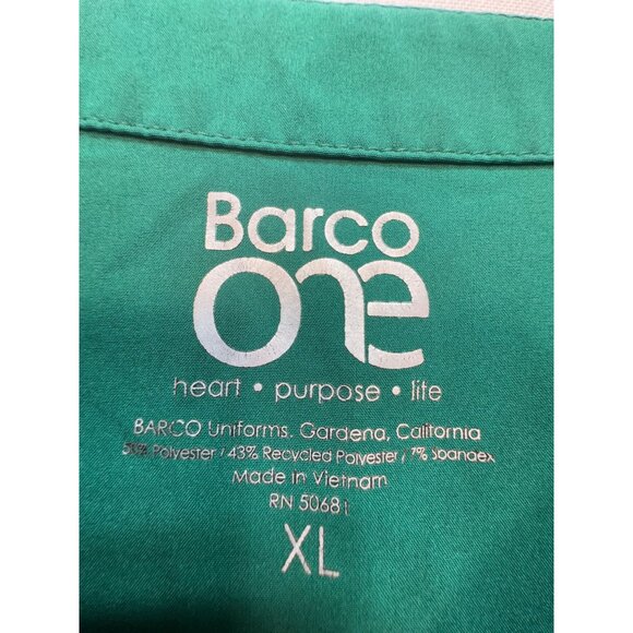 Barco One Womens Pulse Top Medical Scrubs Shirt Size XL Green Short Sleeves - Picture 3 of 9